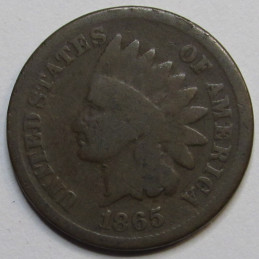 1865 Indian Head Cent - historic Civil War era bronze penny