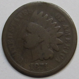 1874 Indian Head Cent - better date antique American penny