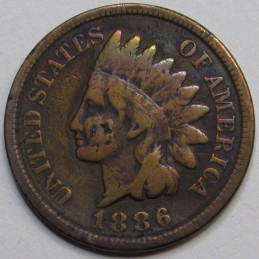 1886 Indian Head Cent - Type 2 - historic Wild West era American penny