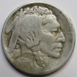 1913 Buffalo Nickel - Type 2 - antique first year of issue coin with flat ground