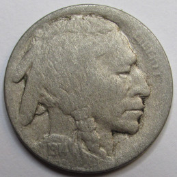 1914 S Buffalo Nickel - antique San Frrancisco mintmark American Indian coin