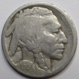 1915 D Buffalo Nickel - antique Denver mintmark American Indian coin