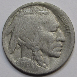 1916 D Buffalo Nickel - historic Denver mintmark antique American Indian coin