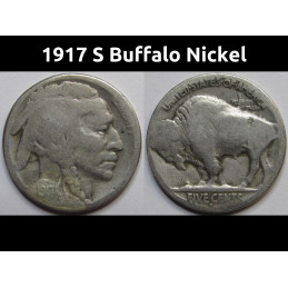 1917 S Buffalo Nickel - antique lower mintage antique American Indian coin