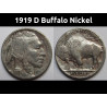 1919 D Buffalo Nickel - better date Denver mintmark antique American Indian coin