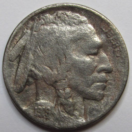 1919 D Buffalo Nickel - better date Denver mintmark antique American Indian coin