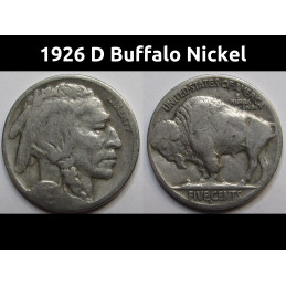 1926 D Buffalo Nickel  - antique Denver mintmark better date coin