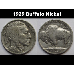 1929 Buffalo Nickel - better condition antique American Indian coin