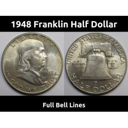 1948 Franklin Half Dollar - vintage uncirculated first year of issue American coin