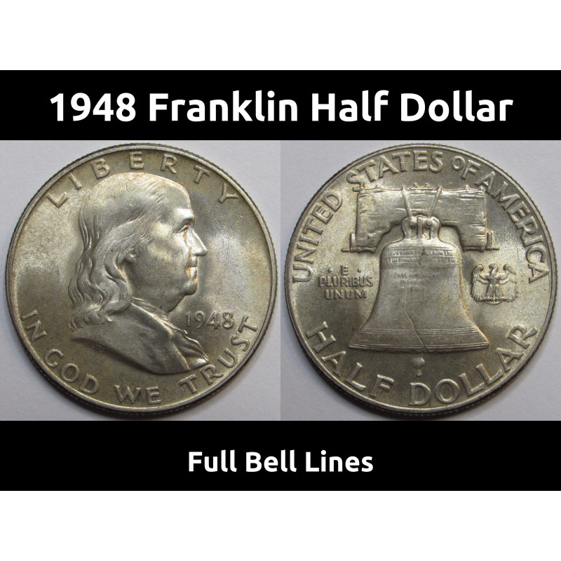 1948 Franklin Half Dollar - vintage uncirculated first year of issue American coin