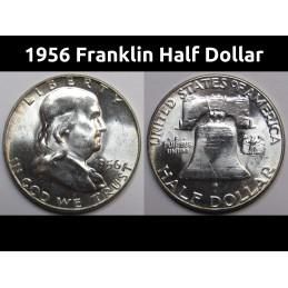 1956 Franklin Half Dollar - high grade beautiful lustrous vintage coin