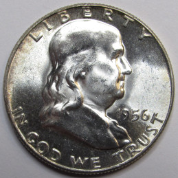 1956 Franklin Half Dollar - high grade beautiful lustrous vintage coin