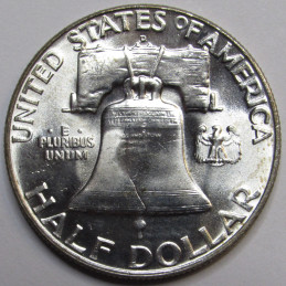 1958 D Franklin Half Dollar - vintage Denver mintmark beautiful uncirculated coin