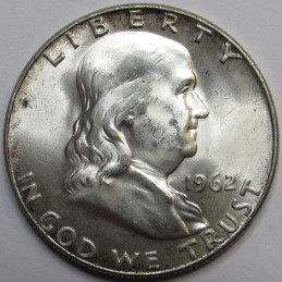 1962 D Franklin Half Dollar - uncirculated Denver mintmark American silver coin