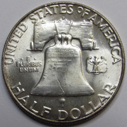 1962 D Franklin Half Dollar - uncirculated Denver mintmark American silver coin