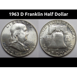 1963 D Franklin Half Dollar - vintage Denver mintmark uncirculated silver coin