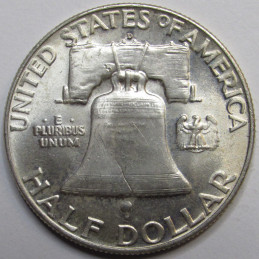 1963 D Franklin Half Dollar - vintage Denver mintmark uncirculated silver coin