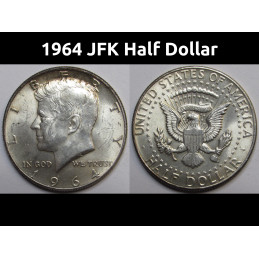 1964 JFK Half Dollar - vintage first year of issue 90 percent silver coin