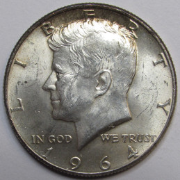 1964 JFK Half Dollar - vintage first year of issue 90 percent silver coin