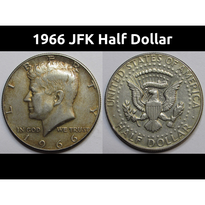 1966 JFK Half Dollar - 40 percent silver vintage American half dollar