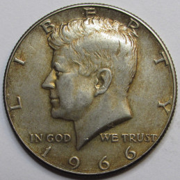 1966 JFK Half Dollar - 40 percent silver vintage American half dollar