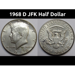 1968 D JFK Half Dollar - vintage 40 percent silver American coin