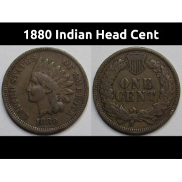 1880 Indian Head Cent - antique wild west era American penny coin