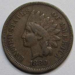 1880 Indian Head Cent - antique wild west era American penny coin