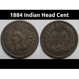 1884 Indian Head Cent - antique better condition American Indian penny