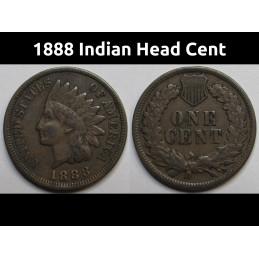 1888 Indian Head Cent - better condition antique American Indian penny