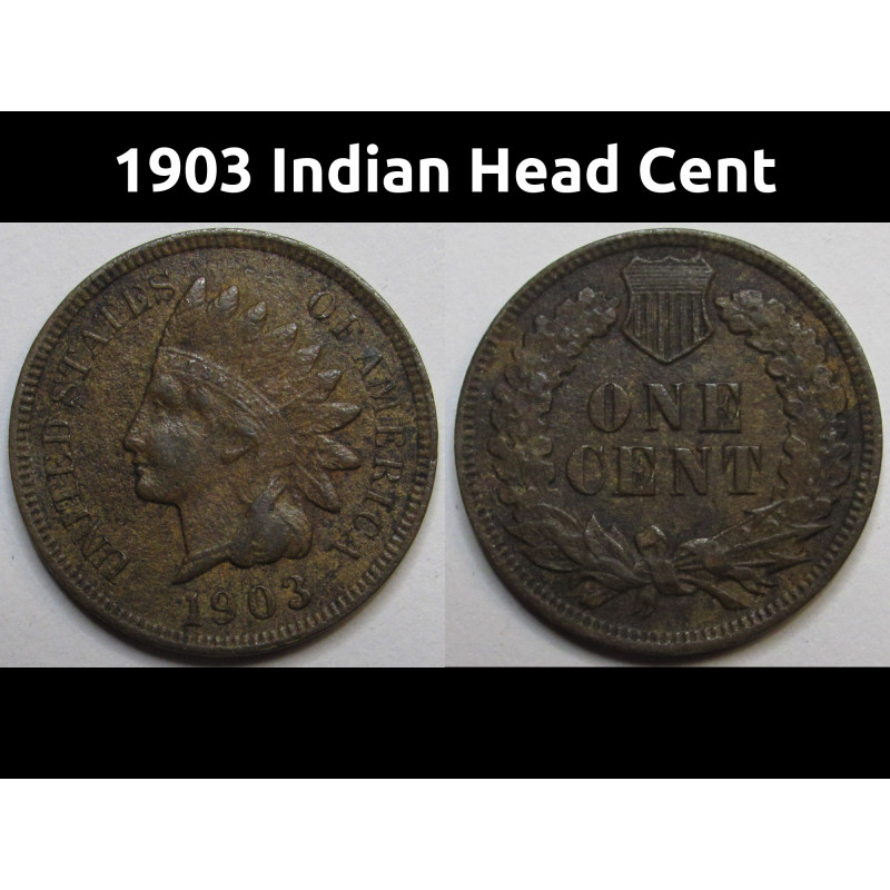 1903 Indian Head Cent - antique turn of the century American Indian penny