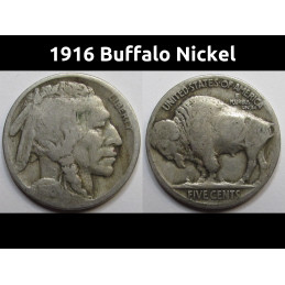 1916 Buffalo Nickel - antique American Indian five cent coin