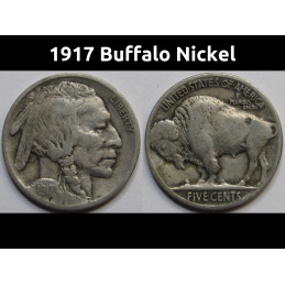 1917 Buffalo Nickel - antique better grade American Indian coin