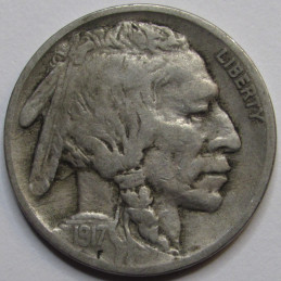 1917 Buffalo Nickel - antique better grade American Indian coin