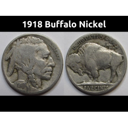 1918 Buffalo Nickel - antique American Indian five cent coin