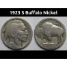 1923 S Buffalo Nickel - antique San Francisco mintmark American Indian coin