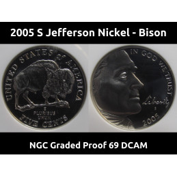 2005 S Jefferson Nickel - Bison - NGC Graded Proof 69 DCAM 