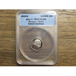 2005 S Roosevelt Dime - Silver - ANACS Graded Proof 70 DCAM