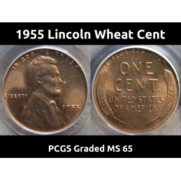 1955 Lincoln Wheat Cent - PCGS MS 65 RD - graded penny