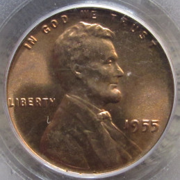 1955 Lincoln Wheat Cent - PCGS MS 65 RD - graded penny