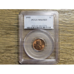 1955 Lincoln Wheat Cent - PCGS MS 65 RD - graded penny