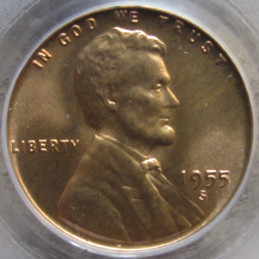 1955 S Lincoln Wheat Cent - PCGS Graed MS 65 RD