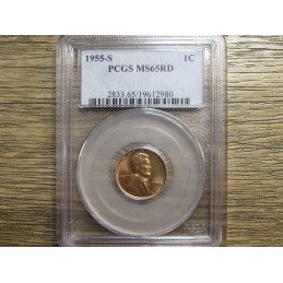 1955 S Lincoln Wheat Cent - PCGS Graed MS 65 RD