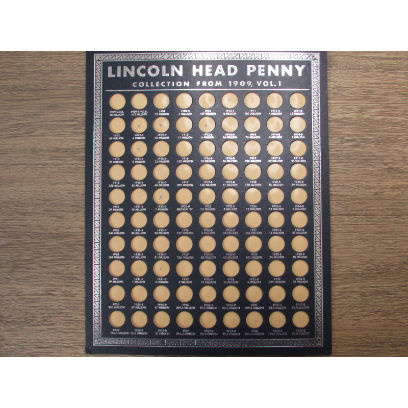 Whitman Tribute Coin Board - Lincoln Head Penny - 1909-1940