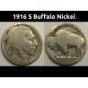 1916 S Buffalo Nickel - antique San Francisco mintmark five cent coin