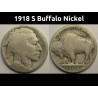 1918 S Buffalo Nickel - antique San Francisco mintmark five cent coin