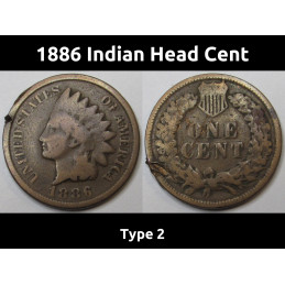 1886 Indian Head Cent - Type 2 - old West era penny
