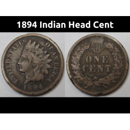 1894 Indian Head Cent - antique better date American bronze penny