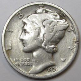 1931 S Mercury Dime - lower mintage San Francisco mintmark silver dime
