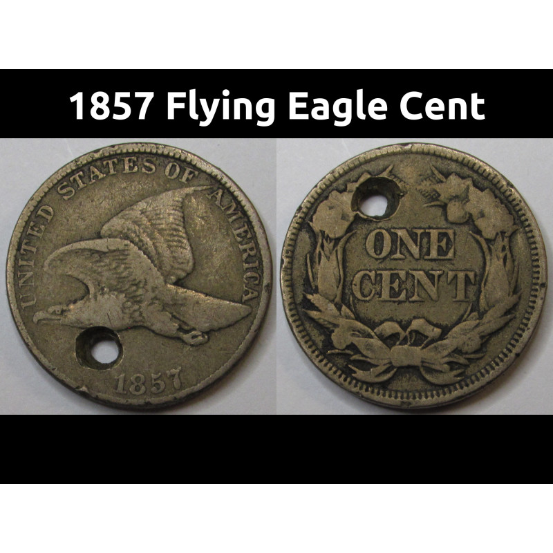 1857 Flying Eagle Cent - antique first year of issue American small penny
